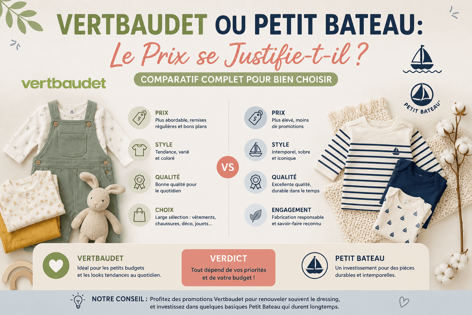 Vertbaudet ou Petit Bateau : le prix se justifie-t-il ?