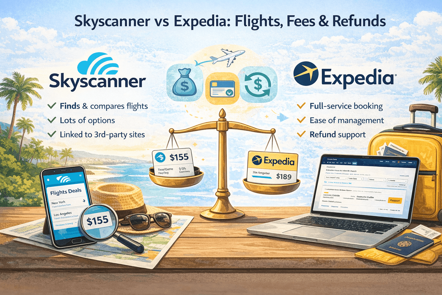 Skyscanner vs Expedia: Flights, Fees and Refunds