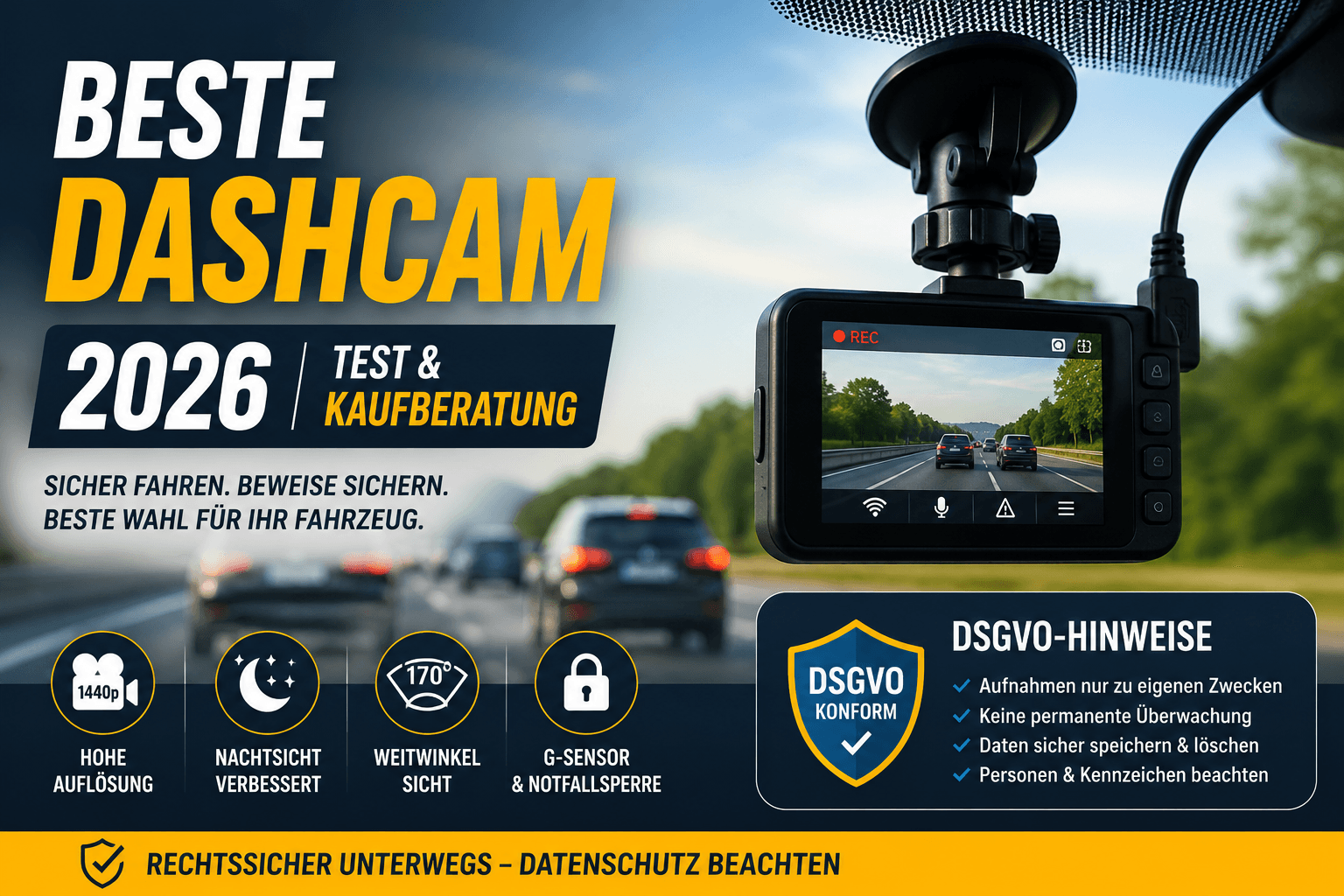 Beste Dashcam 2026: Test mit DSGVO-Hinweisen