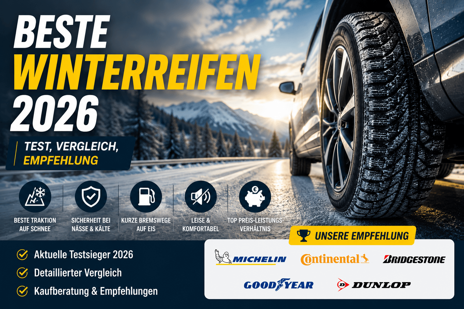 Beste Winterreifen 2026: Test, Vergleich, Empfehlung
