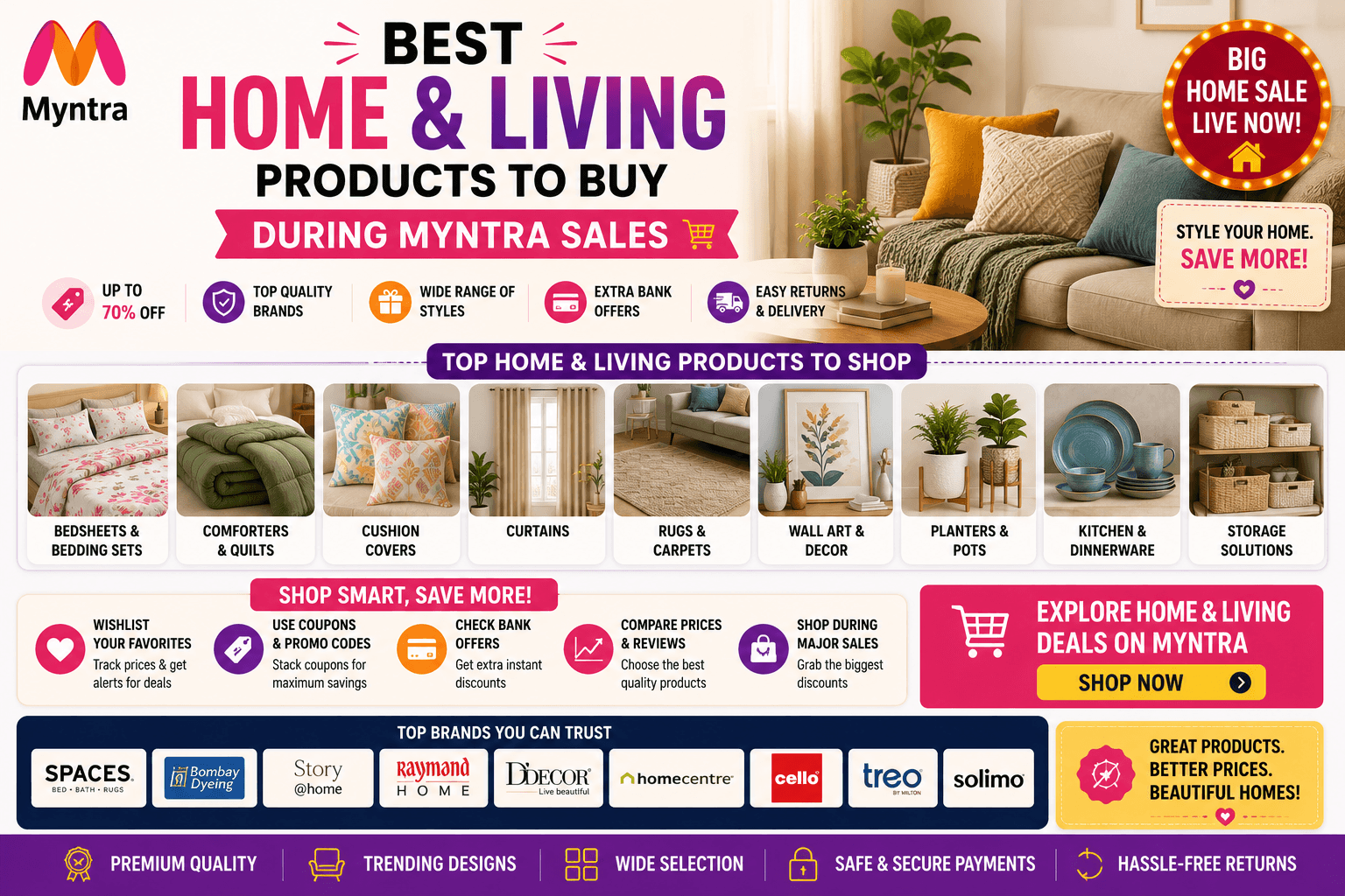 Best Home & Living Products to Buy During Myntra Sales