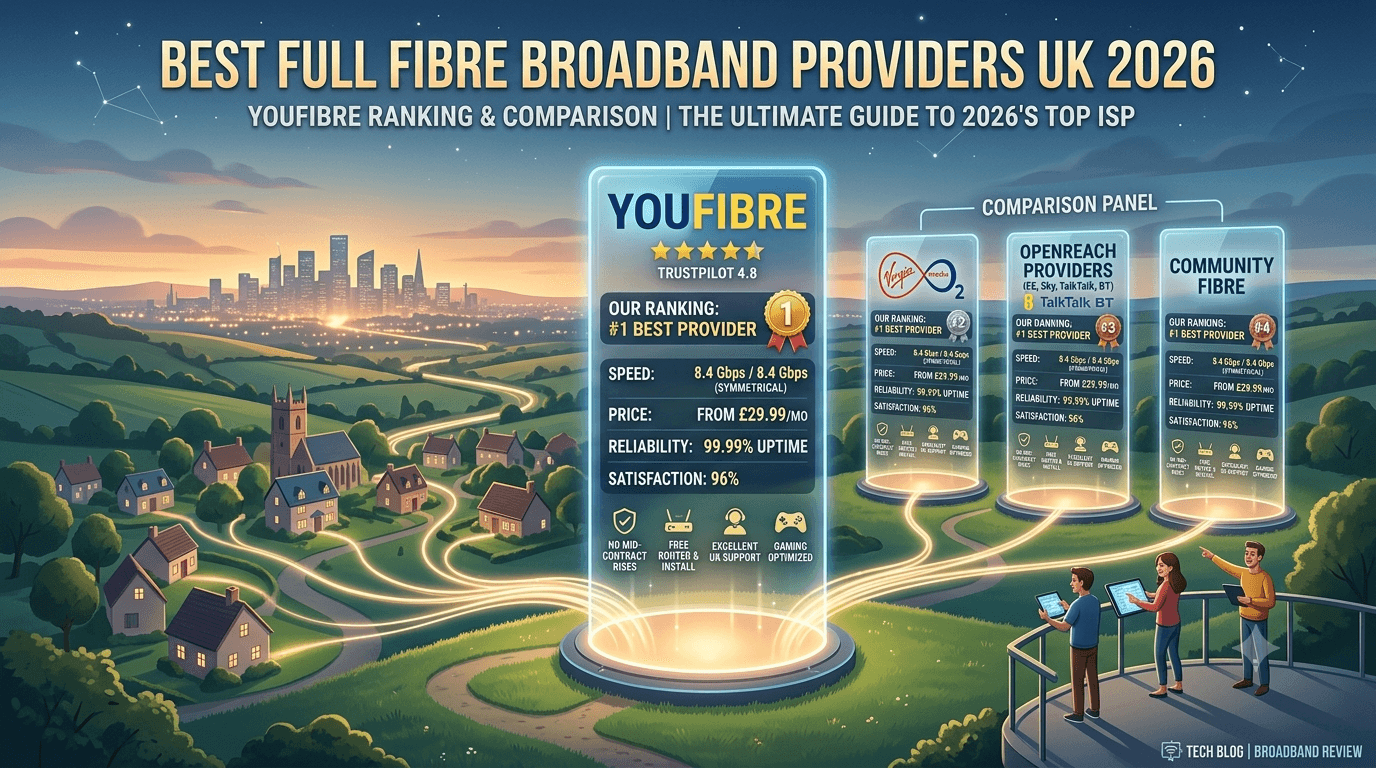 Best Full Fibre Broadband Providers UK 2026: YouFibre Ranking & Comparison